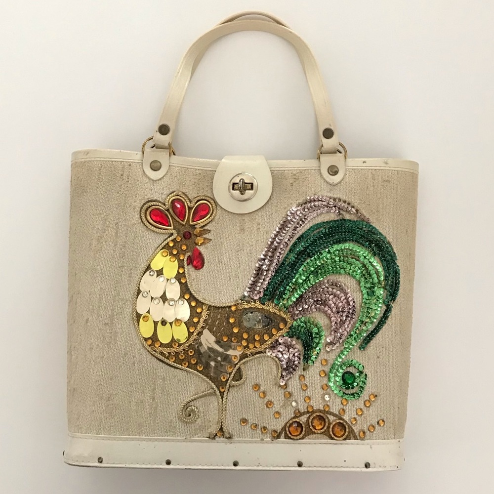 60s Jewel Tone Handbag Rooster Enid Collins Style